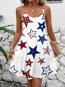EMERY ROSE 大码女式独立日星针织迷你连衣裙，适合夏季