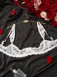 SHEIN Women's Sexy Lace Underwire Bra - White - View 4