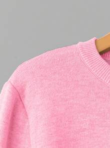 Franclia 女式修身圆领长袖羊毛毛衣针织套头衫秋冬 - 粉色 - 查看 5