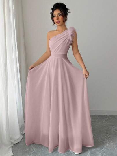 Modelyn French Vintage Romantic Fairy Aesthetic One Shoulder Dress