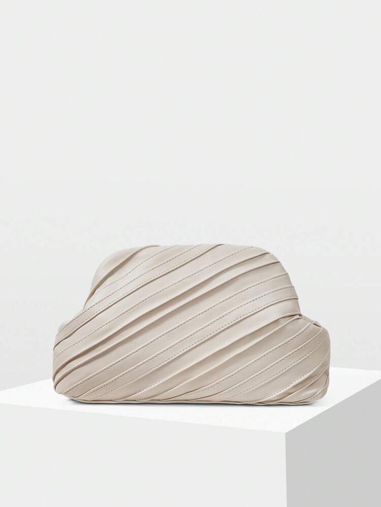 WOMEN'S FASHIONABLE PLEATED SOLID COLOR CLUTCH BAG, SUITABLE FOR WORK