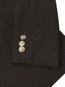 Calvornis Bộ vest công sở nam màu trơn một hàng khuy dài tay và quần dài - màu đen - Xem 3