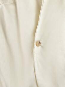 Franclia Ladies Solid Color Single-Button Cuffed Ruffle Casual Blouse - Apricot - View 6