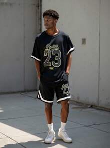 Set di abbigliamento sportivo stampato per ragazzi adolescenti, adatto per uso casual e sportivo