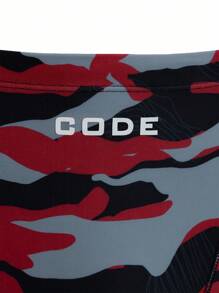 Manfinity KASUA Men Camo Print Letter Embroidery Swim Trunks