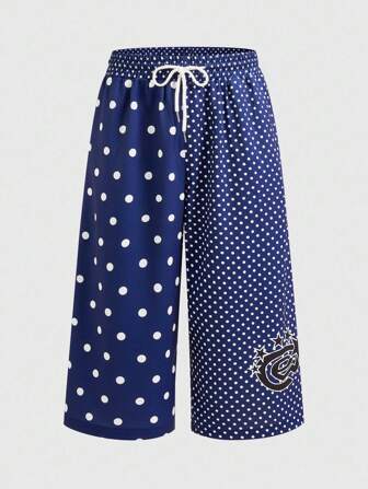 Street Life Short 3/4 ample et décontracté pour hommes, en maille à pois avec cordon de serrage à la taille