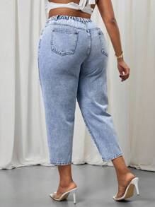 Slaydiva Quần Jeans Ống côn Co Giãn Thường Ngày Cỡ Lớn - Màu xanh lam - Xem 2