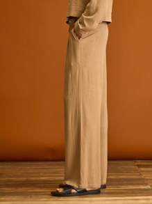 Musero Men Long Sleeve Button Through Front Pocket Detailing Jacket Summer Holiday Vacation - Khaki - View 3