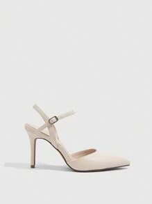 CUCCOO BIZCHIC Woman Shoes Point Toe Elegant Stiletto Heeled Ankle Strap Beige Pumps For Summer Graduation Heels Prom Heels Vacation Shoes Summer Elegant Basics Business Casual Business Chic Spring Shoes Spring Break Easter For Christmas