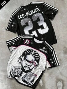 PAVTROS Herren Lässiges T-Shirt mit Kontrastfarben Rundhalsausschnitt und kurzen Ärmeln (mit zufälliger Strass-Verzierung), Sommer