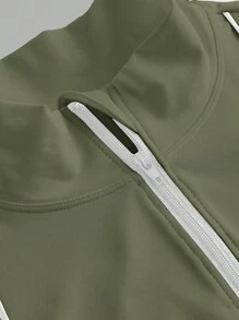 Gameset SHEIN Sport Women Short Sleeve Sports Yoga Slim Fit Running Outdoor T-Shirt Fitted Shirt - Army Green - View 3