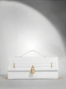 SHEIN BAE 1 件时尚百搭编织女士手提包 - 白色 - 查看 2
