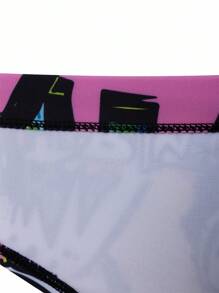 Manfinity KASUA 男士假日海滩涂鸦印花泳裤 - 玫瑰紅 - 查看 5