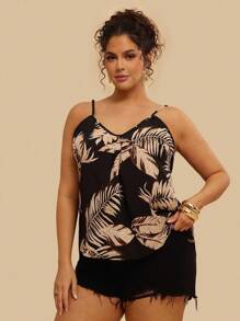 SHEIN VCAY Plus Tropical Print Summer Boho Cami Top - Multicolor - View 3