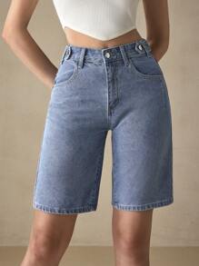 Selenza Solid Bermuda Denim Shorts