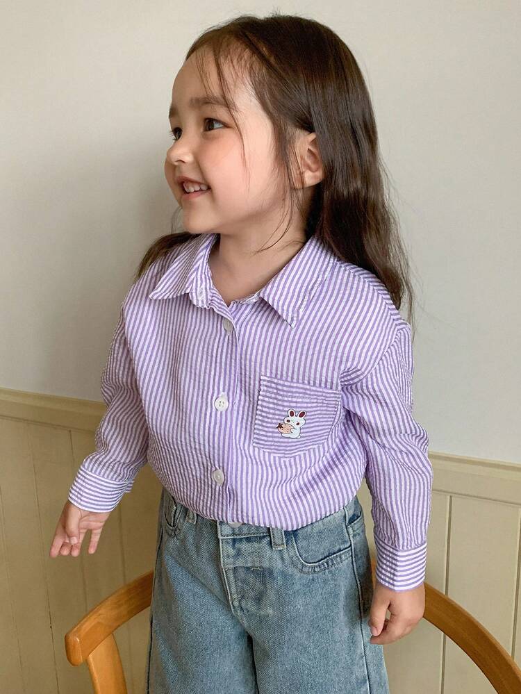 Baby Girl Striped Casual Loose Fit Long Sleeve Top, Summer, Toddler Fall Clothes