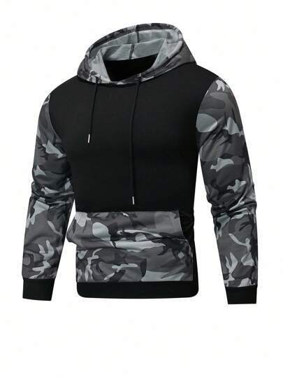 OTTIMOZO sweat-shirt à capuche camouflage oversize pour hommes, imprimé patchwork, manches longues, automne