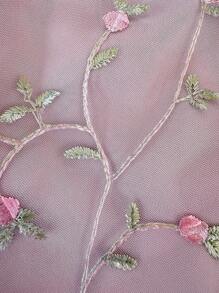 LanaWest 方领编织缎带网眼刺绣围裙连衣裙，春夏，连衣裙