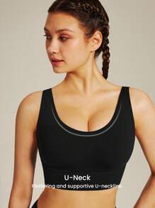 LUVLETTE Black Mid Impact Yoga Daily  Active Tank Top Low Workout Casual-Sports LingerieAsOuterwear Black Basic Gym SizeFreedom Bras Comfortable Must-Haves - Black - View 9