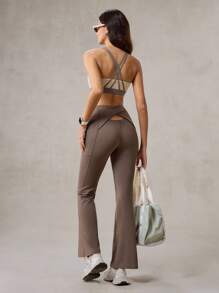 OutZeal Sweat Wicking Crossover Backless Sport Bra Removable Cups Low Impact Yoga Pilates Studio Daily