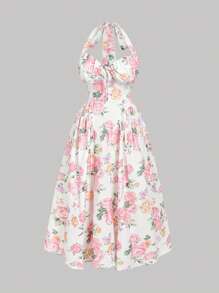 SHEIN MOD 大码花卉印花连衣裙、节日长裙、生日连衣裙 - 彩色 - 查看 3