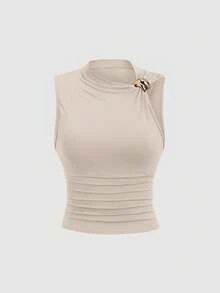 Sweetra Women's Ruffle Detail Slim Fit Tank Top, For Summer - Multicolor - View 7