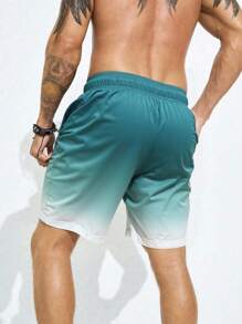 Surfspeed Shorts de playa casuales con estampado degradado para hombres, Bañadores verdes para hombres, Trajes de baño turquesa para hombres - Multicolor - Ver 2