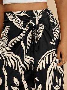 Travachic Falda para mujer talla grande de dos tonos con estampado geométrico y floral estilo bohemio y casual de vacaciones con flecos y nudo, otoño