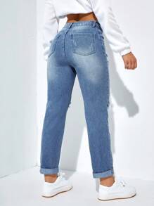 SHEIN Essnce Quần Jeans Skinny Co Giãn Thường Ngày Cho Nữ Dài 7/8 - Rửa nhẹ - Xem 2