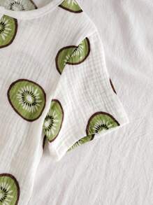 Vintaside Kids 2pcs/Set Cute Watermelon Print Baby Boy Casual Short Sleeve Top And Shorts Set - Green - View 6