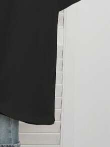 Women's Casual Heart And Cross Logo Print Round Neck T Shirt,Summer Style - 黑色 - 查看 4