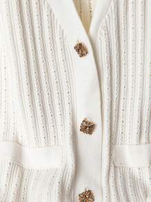 GlowEve CURVE Cárdigan de punto holgado de manga acampanada para mujer de talla grande, ideal para citas románticas - Blanco - Ver 3