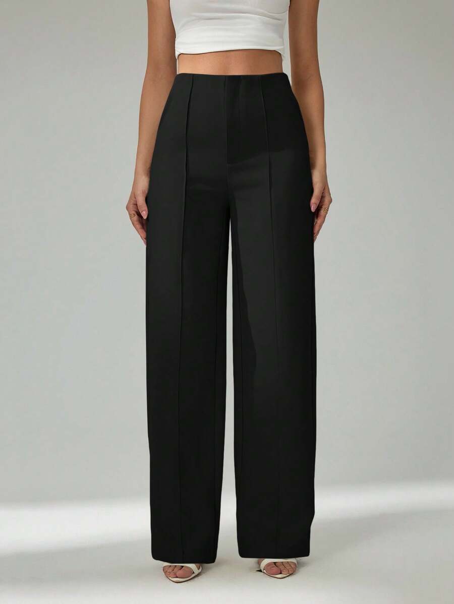 SHEIN Tall Quần âu màu be nhạt mùa hè cho nữ, đi làm và hẹn hò thanh lịch - màu đen - Xem 1