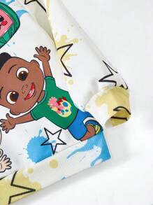 CoComelon X SHEIN Baby Boy Cartoon Portrait Pattern Splatter Autumn Sweatshirt Fall Winter