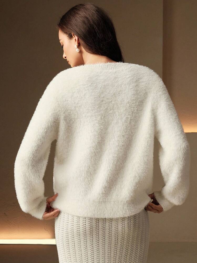 Women's Elegant French Style Soft Lace Beaded Cardigan, Autumn/Winter