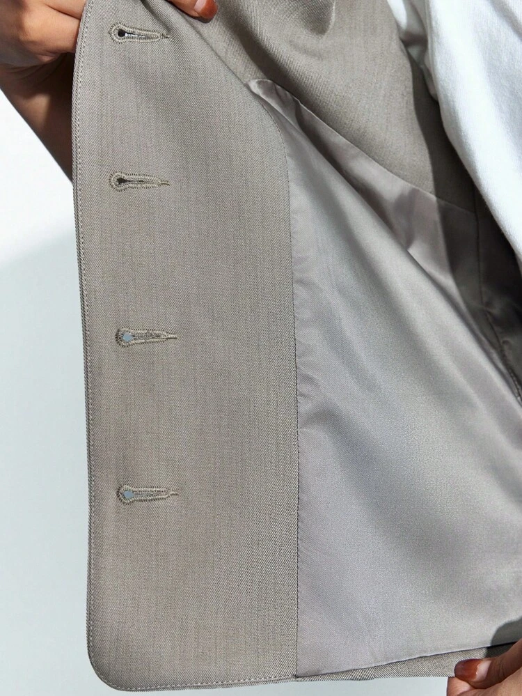 SHEIN Maija Women's Solid Color V-Neck Single-Breasted Casual Vest Blazer Women Vest Vest Top Women Suit Vest,Fall Women Clothes