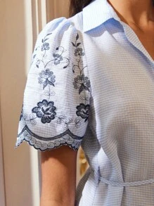 Écloséra 优雅复古风格女式刺绣衬衫裙，复古风女式夏季连衣裙 - 彩色 - 查看 3