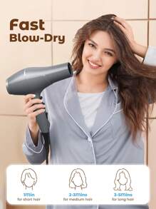 JMMO High Powered Salon Grade Hair Dryer With Three Gear Adjustable Temperature, Equipped With Two Different Sized Nozzles, Suitable For Home And Professional Salon Use-UK Plug - Dark Grey - View 2
