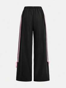Girlism Teen Girls Streetwear T-Shirt And Sweatpants Co-Ord Set With Letter Print Style Y2k Outfits Y2k Tween Outfit Girl Outfit Set Butterfly Graphic Tee Outfit Black And Pink Outfit