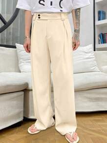 Manfinity Hypemode Pantalones de traje casual de negocios de unicolor para hombre - Albaricoque - Ver 5