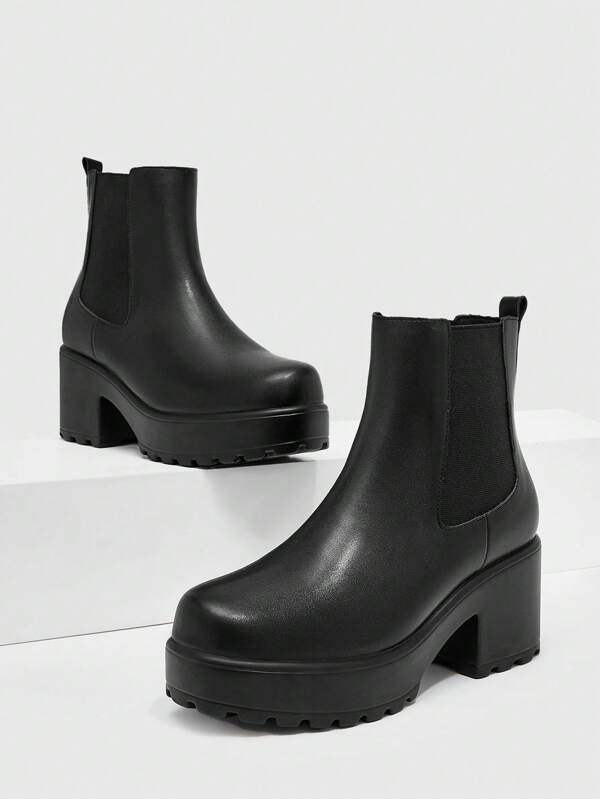 CUCCOO BIZCHIC Zapatos de mujer moda minimalista de tacón grueso Chelsea elegantes botas clásicas negras, zapatos de vacaciones de verano en oferta, elegantes básicos, negocios casuales, negocios elegantes, Navidad, otoño, Año Nuevo, vacaciones