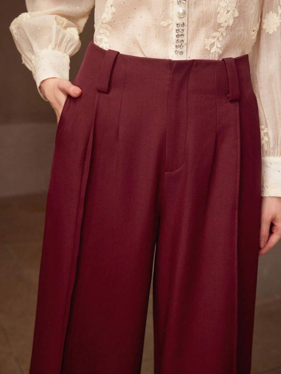 MOTF PREMIUM PANTALONES DE TRAJE CON PLIEGUES PLEGADOS - Burdeos - Ver 1