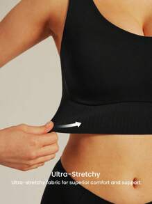 LUVLETTE Black Mid Impact Yoga Daily  Active Tank Top Low Workout Casual-Sports LingerieAsOuterwear Black Basic Gym SizeFreedom Bras Comfortable Must-Haves - Black - View 6