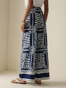 Vesra 女士松紧腰条纹阔腿宽松休闲裤