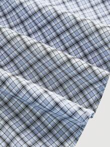 SHEIN MOD Navy Check Pattern T-Shirt And Mini Skirt Set For Women, Back To School Outfit - Navy Blue - View 4