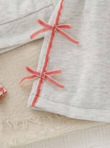 SHEIN Ensemble de 2 pièces pour bébé fille, veste à fermeture éclair avec décoration nœud 3D et jupe, tenue casual polyvalente adaptée pour le printemps, l'automne et l'hiver, pour un usage quotidien - Gris pâle - Voir 7