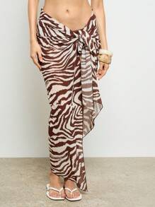 AiiRZ Beach Sarong Wrap Swimsuit Cover Up Sheer Chiffon Animal Print Bikini Wrap Skirt Resort Wear Summer Vacation Beachwear Pool Party Coverup