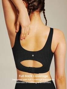 LUVLETTE Black Mid Impact Yoga Daily  Active Tank Top Low Workout Casual-Sports LingerieAsOuterwear Black Basic Gym SizeFreedom Bras Comfortable Must-Haves - Black - View 8