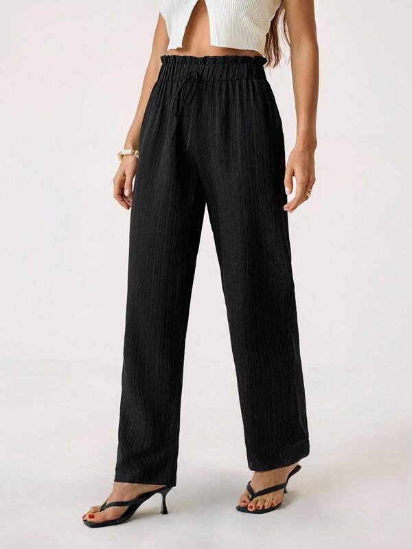 SHEIN Tall Casual Versatile Solid Color High-Waisted Straight Leg Pants