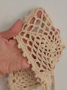 Swim SXY 2pcs/Set Women Hollow Cover-Ups Swimsuit, Sexy Beach Cover Up, Vacation Style For Summer - Apricot - View 4